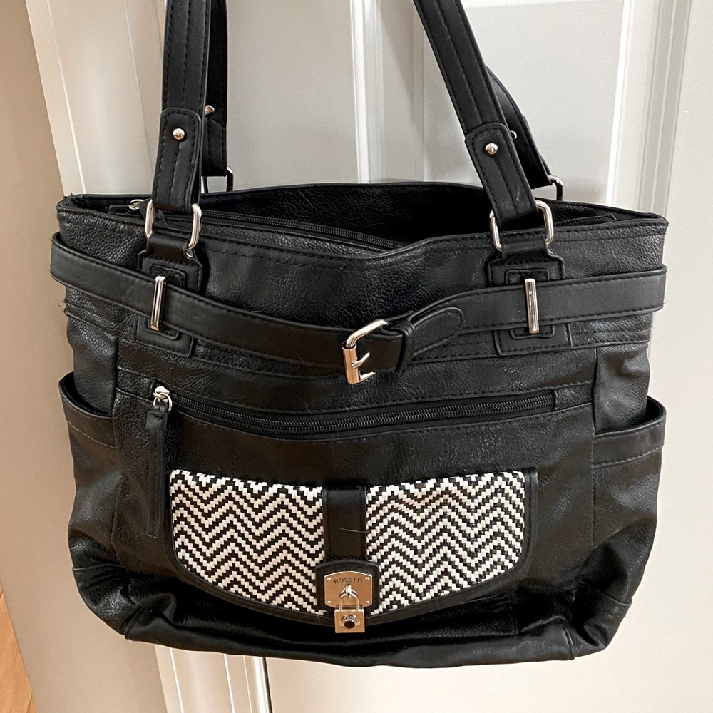 Rosetti Organization Purse Black with white Design Handbag - Excellent Condition